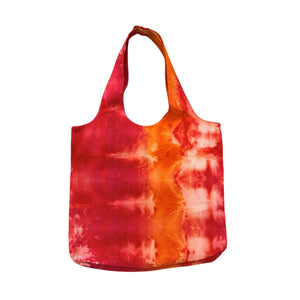 Hand Dyed Psychedelic Tote (Red/Yellow/Pink)