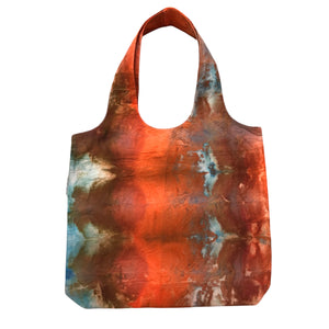 Hand Dyed Psychedelic Tote (Red/Orange/Brown/Blue)